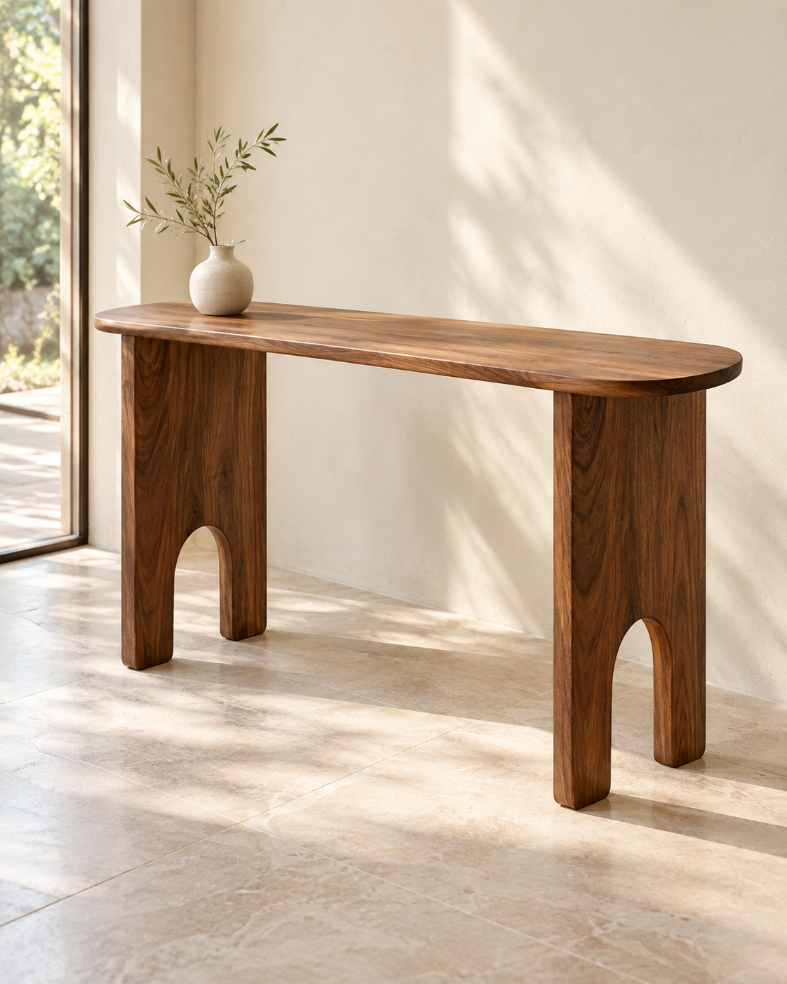 Mehraab console design visualisation; proposed design, not a photograph of a finished product. Styling accessories are not included.