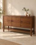 Sangrah console design visualisation; proposed design, not a photograph of a finished product. Styling accessories are not included.